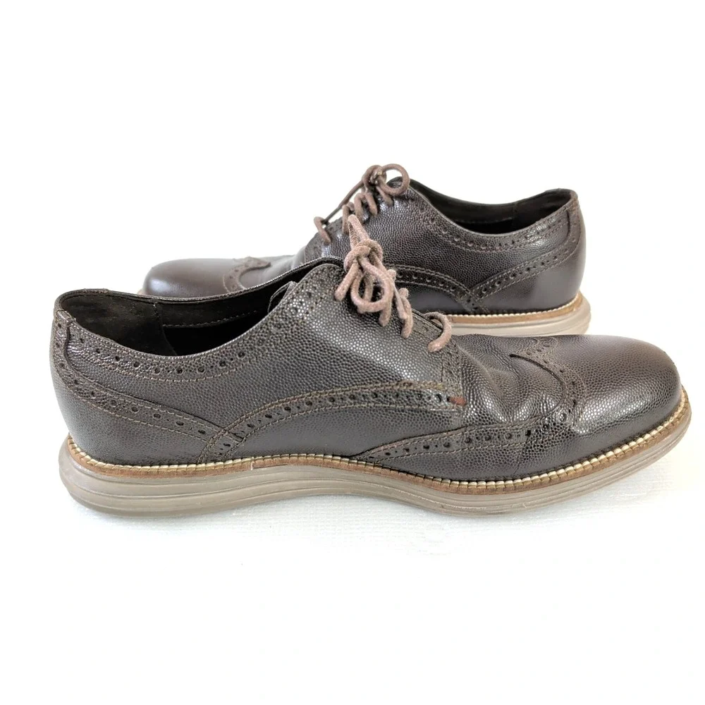 Cole Haan Grand OS Wingtip Oxford‎ Shoe Mens 8 Brown Leather Business Casual